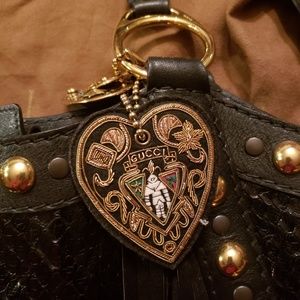 Gucci Babouska Black Python Fringe Shoulder Bag